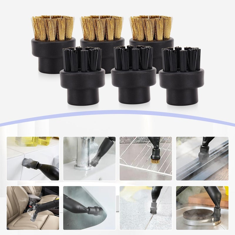 BeiLan Small Brass and Nylon Brushes - Heavy Duty and Hard to Reach Places and Precision Cleaning Accessories Fit for Dupray Steam Cleaners - 12 Pack Steam Cleaner Attachments Brush Head - Image 4